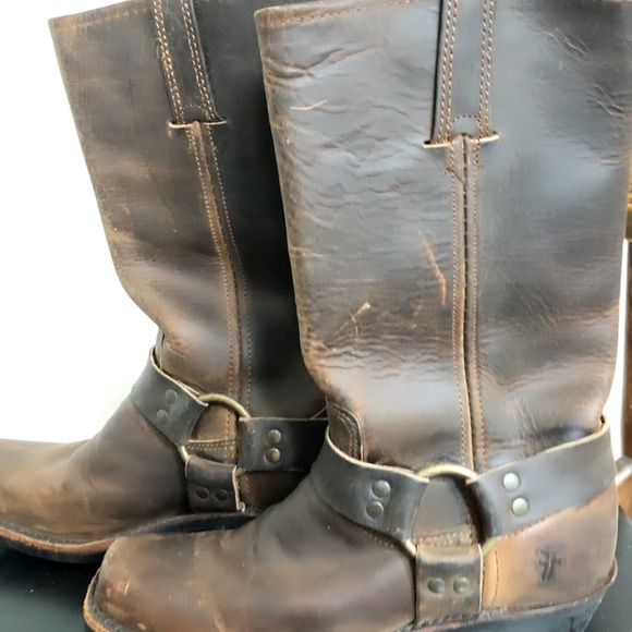 Frye Harness 12R Brown Distressed Leather Boots Sz 6.5 - Picture 6 of 9